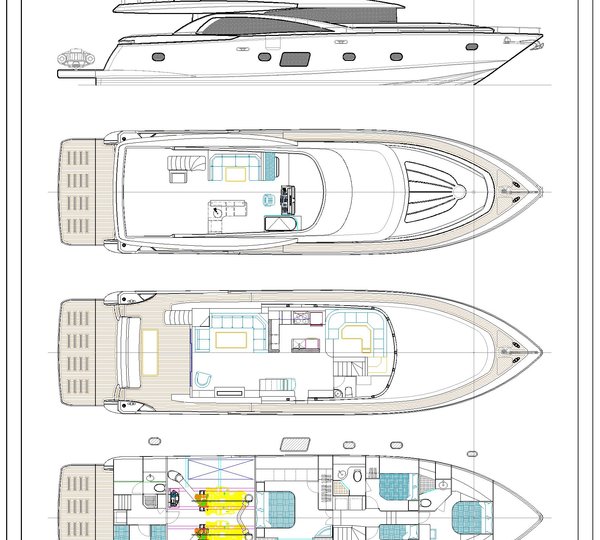 JOHNSON 80 OPEN FLYBRIDGE GENERAL LAYOUT (HYDRAULIC PLATFORM)