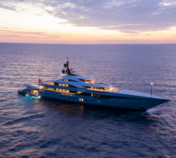 80m Superyacht At Sunset
