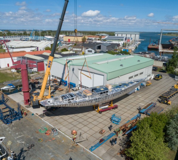 Aerial View - Yacht Under Construction