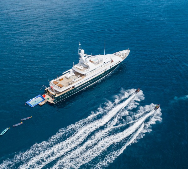 Aerial View Of The Yacht EMERALD By Feadship With Water Toys