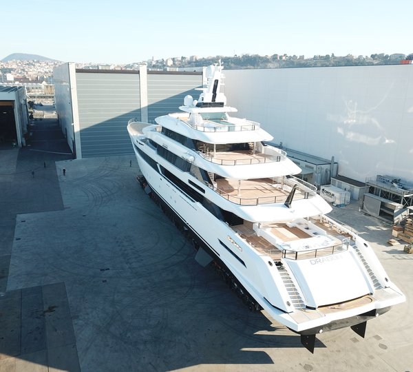 Aft View Of DRAGON Outside Of The Shed At Palumbo Shipyards In Ancona 