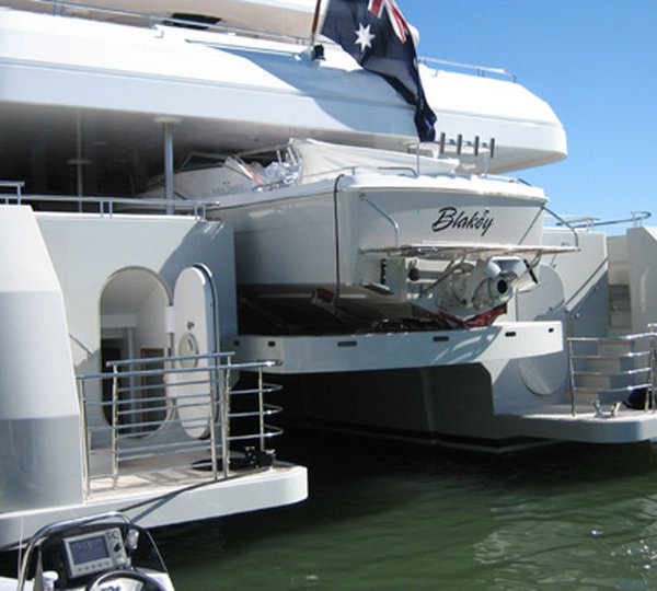 Aft View With Tender Stored On Board