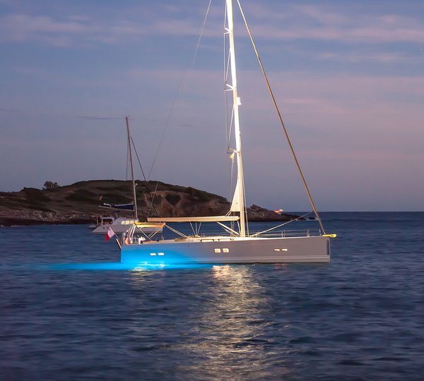 Anchored With Underwater Lights