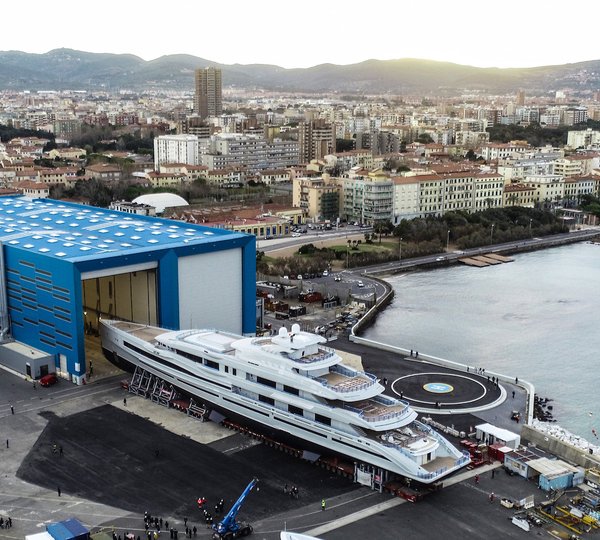 Benetti FB277 Leaving Shed To Be Launched In Italy