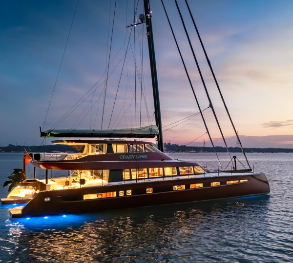 Catamaran CRAZY LOVE At Night