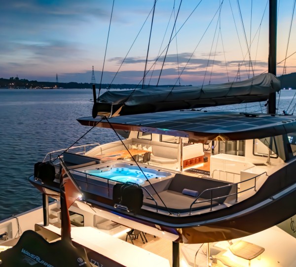 Catamaran CRAZY LOVE Decks At Night