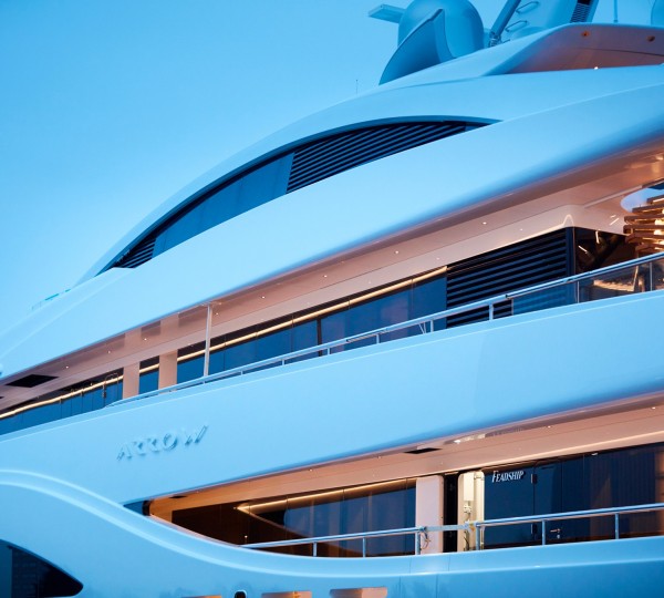 Close Up Shot Of Motor Yacht ARROW