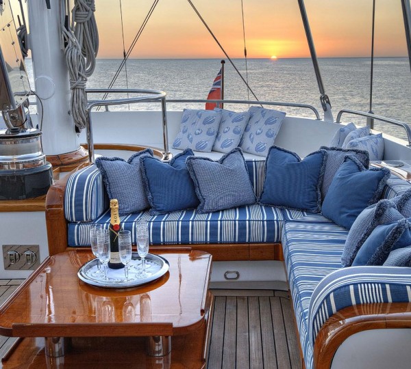 Enjoying Champagne On The Flybridge Deck