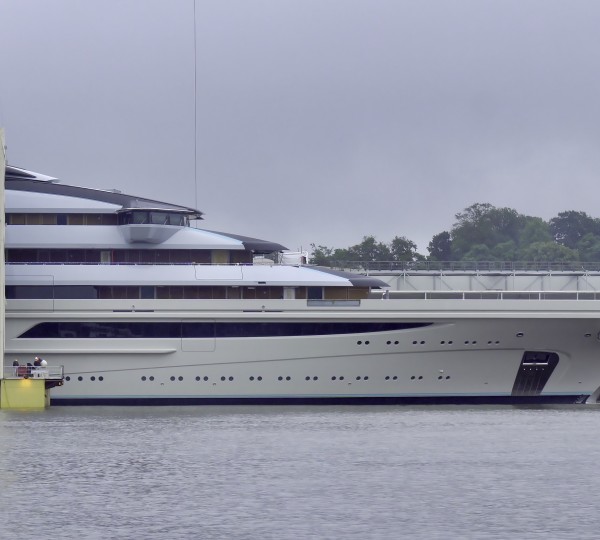 Floating Mega Yacht OPUS Out Of The Shed At Lurssen In Germany -Photo © DrDuu
