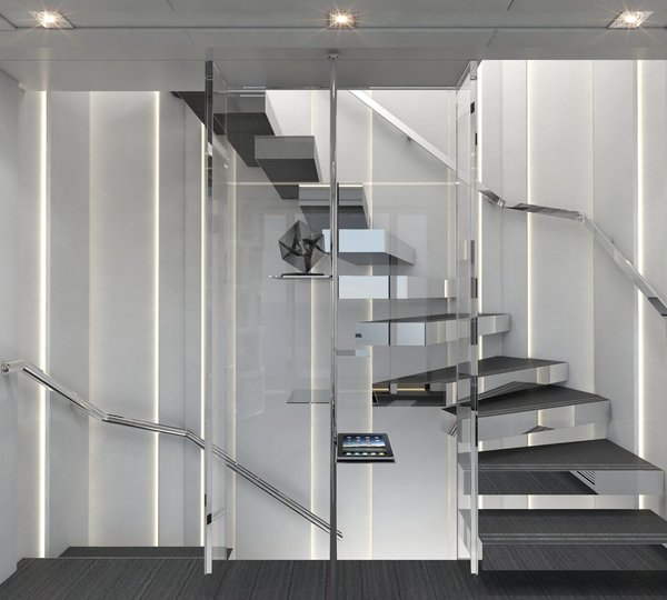 Hessen's 50m Alu FDHF Motor Yacht - Interior Stairway