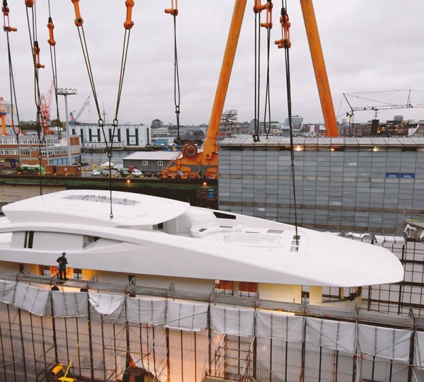 Hull And Superstructure Joined Together On Nobiskrug 77m Project Black Shark