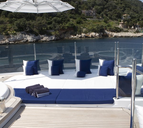 Jacuzzi On Sun Deck With Sun Pads And Champagne