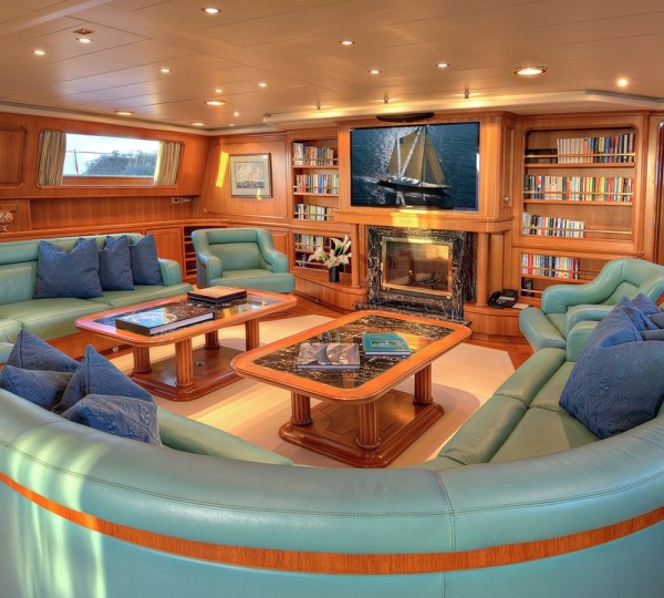 Large Main Salon Lounge With Fireplace