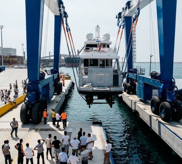 Lemanja Yacht Being Launched Onto The Water