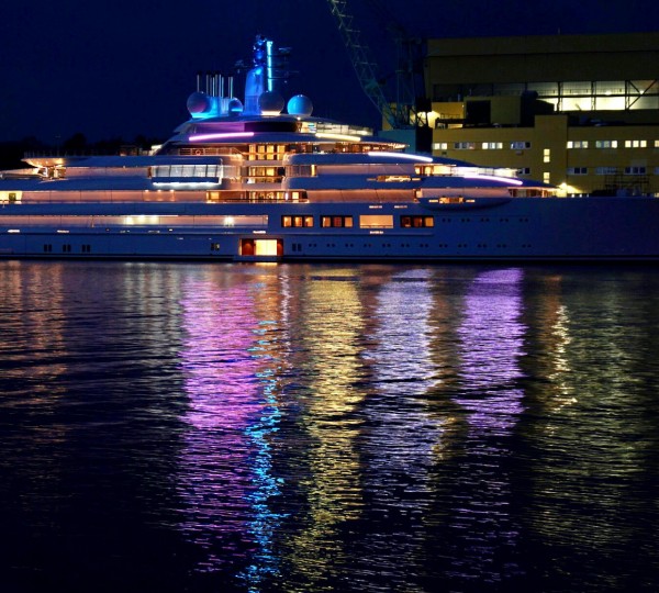 Lurssen Mega Yacht Project Lightning At Night