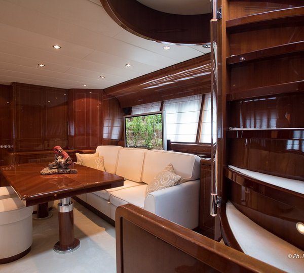 Main Salon And Steps From The Deck