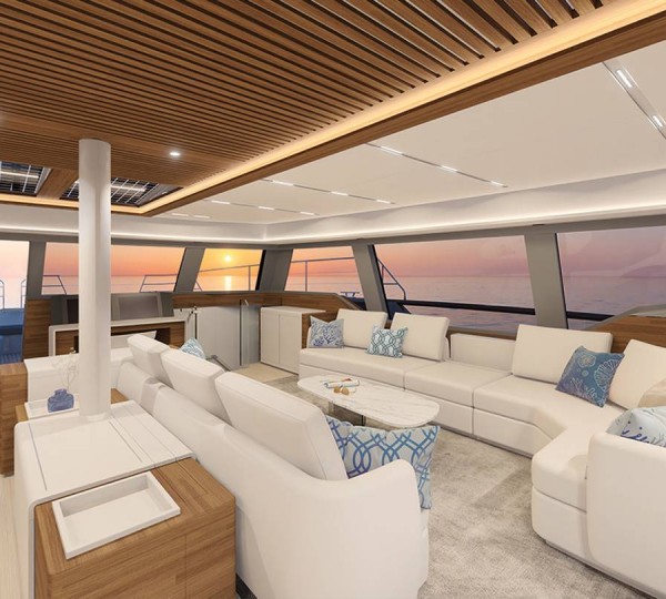 Main Salon Interior With Ocean View Render