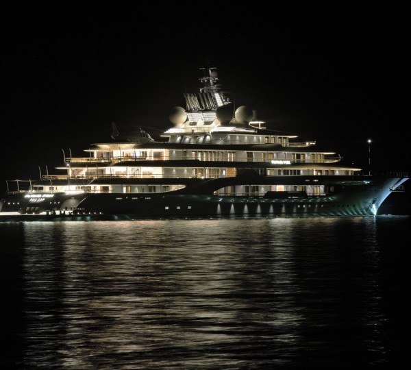 Mega Yacht Flying Fox Captured At Night