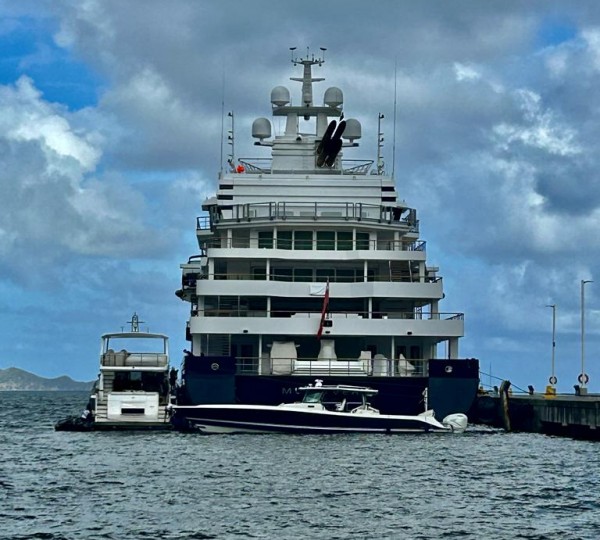 Mega Yacht MULTIVERSE At Road Harbour, Tortola, British Virgin Islands