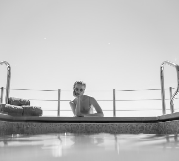 Model Next To The Jacuzzi