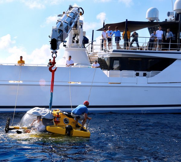 NEW FRONTIERS Luxury Yacht Support Vessel By DAMEN - Launching A Triton Submarine