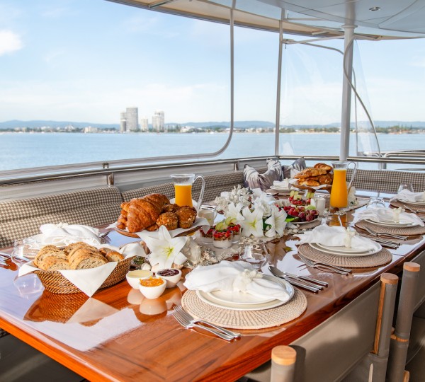 Breakfast set up on deck