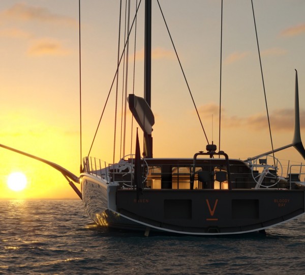 Raven Sailing Yacht At Sunset