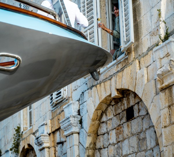 Romantic Couple In Croatia Yacht And Window
