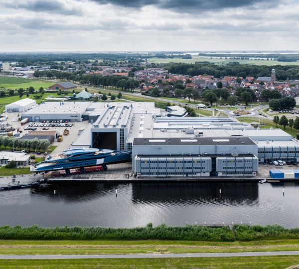 Royal Huisman Project 403 PHI Leaving Shed - 