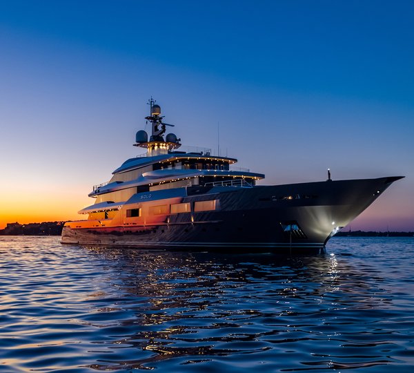 SOLO Superyacht By Night After Sunset