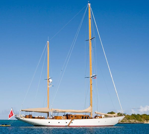 Yacht TIZIANA By Abeking & Rasmussen - Anchored In The Caribbean With Sailing Dingeys