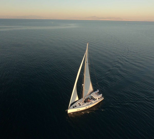 Aerial View Of Sailing Yacht