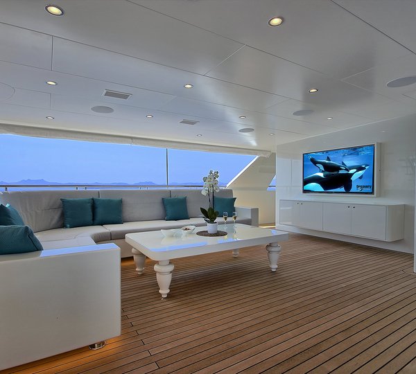 Aft Deck Seating Area With TV