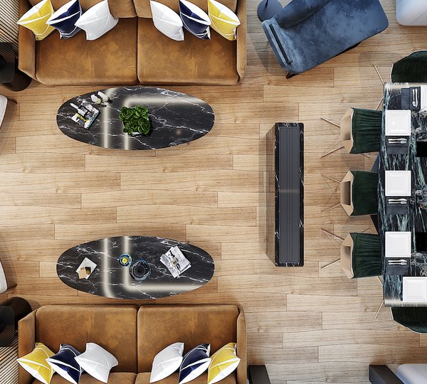 Dining And Saloon From Above