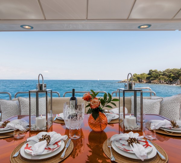 Dining Set Up On Aft Deck