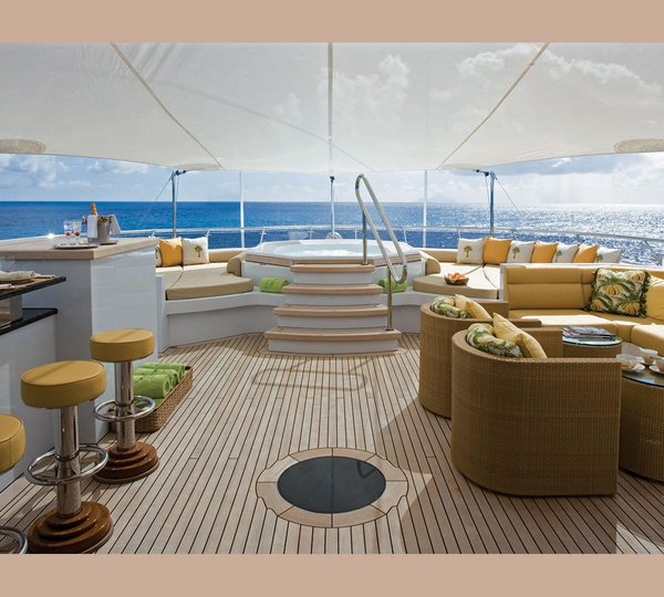 Expansive Sun Deck With Jacuzzi, Bar And Seating Areas