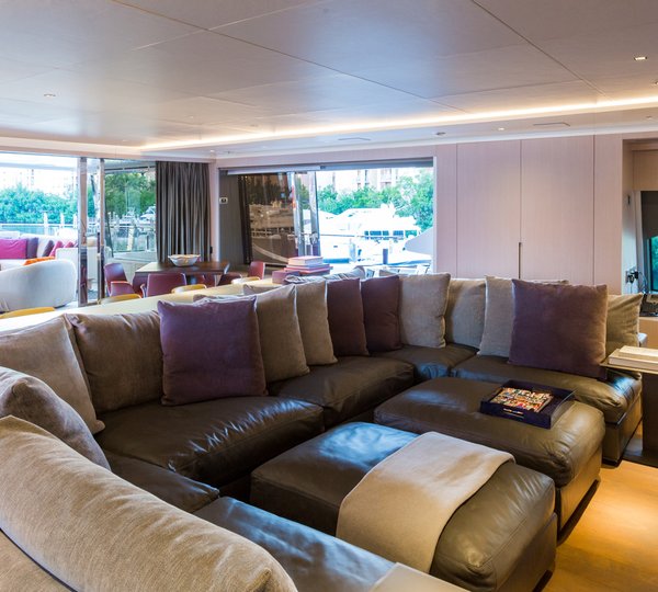 Huge Sofas In The Saloon - Looking Out At Aft Deck 