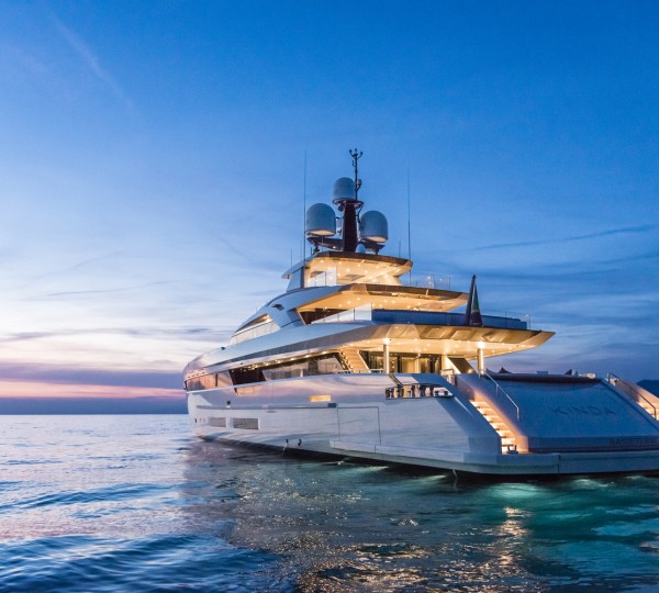 Luxury Yacht KINDA At Sunset