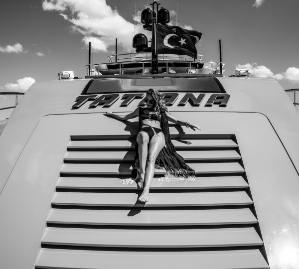 Model On A Transom Of The Yacht