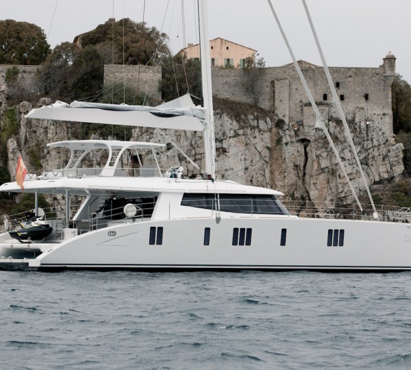 Profile At Anchor - CALMAO Catamaran