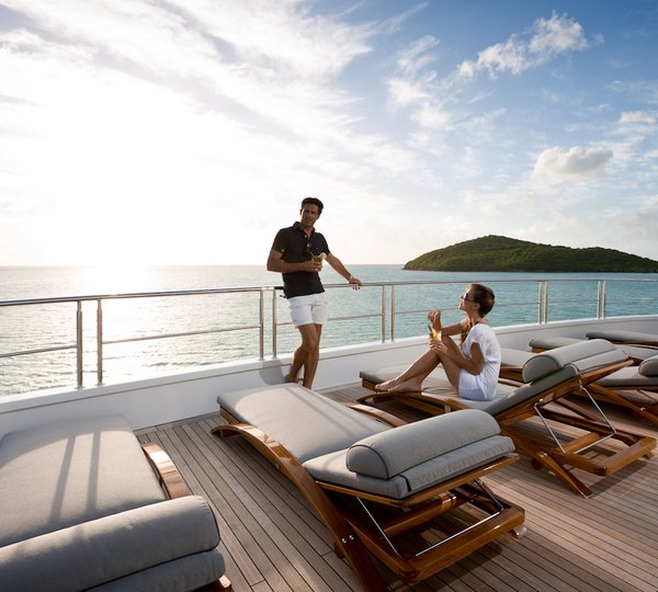 Spacious Sunbathing Area At Sunset