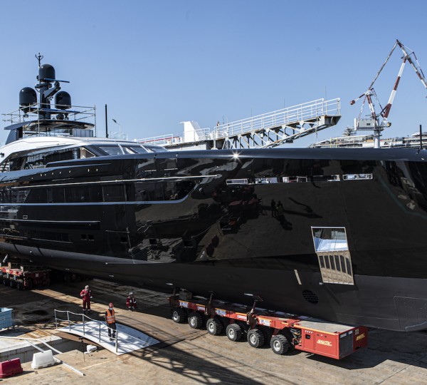 Superyacht OLOKUN At Shipyard Ready To Be Launched Onto The Water