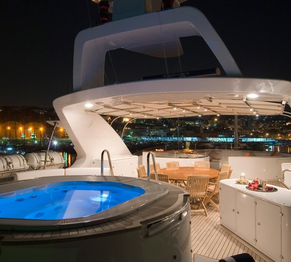 Evening: Yacht BLUE VISION's Jacuzzi Pool Captured