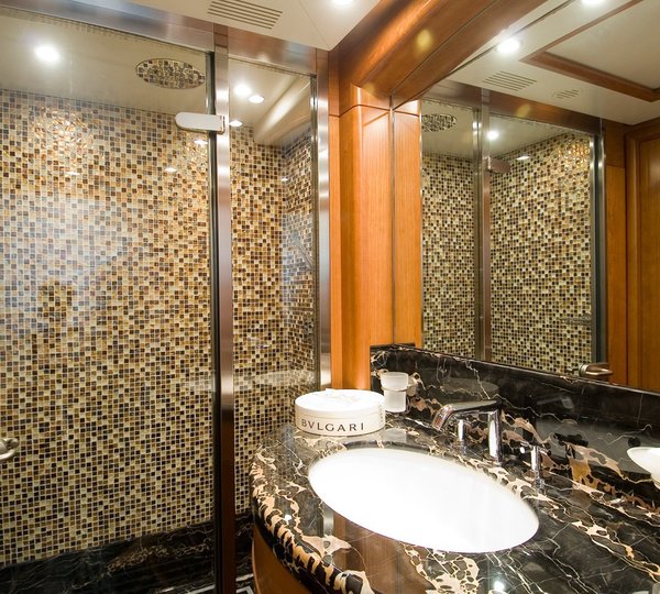 His Bath Aboard Yacht BLUE VISION