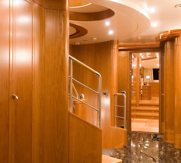 Hall With Staircase On Board Yacht BLUE VISION