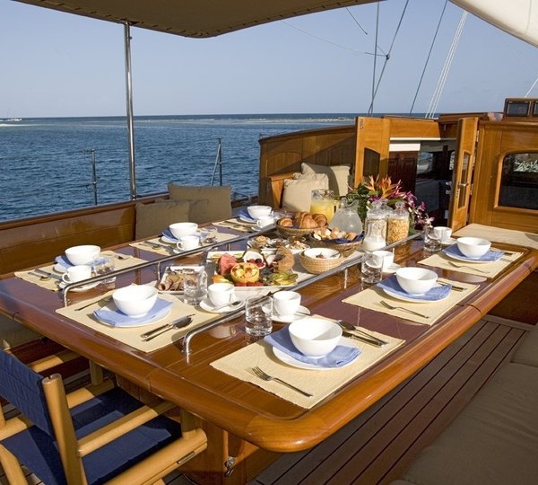 Aft Deck Eating/dining On Board Yacht WINDROSE OF AMSTERDAM