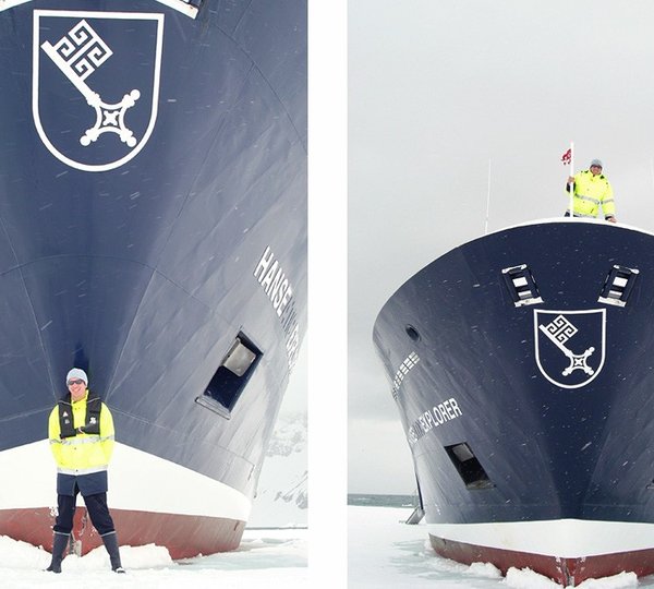 Ship's Bow In Ice On Yacht HANSE EXPLORER