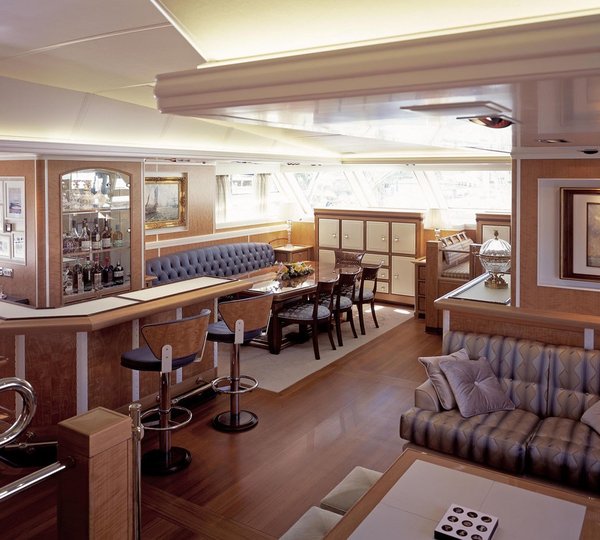 Premier Saloon With Drinks Bar On Board Yacht MITSEAAH