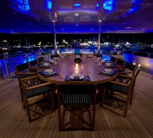 Evening: Yacht ODESSA's External Eating/dining Image