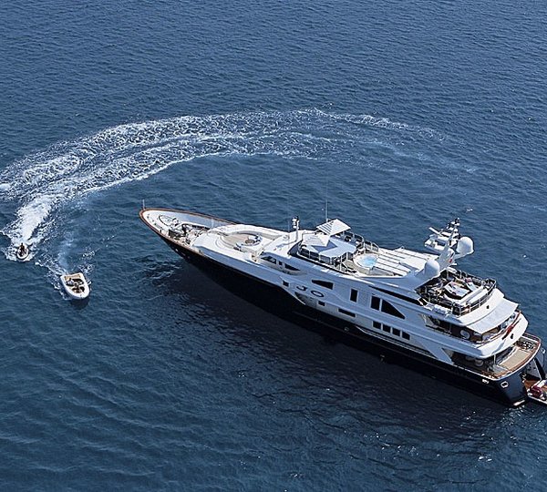 From Above Aspect Including Ship's Tenders On Board Yacht JO